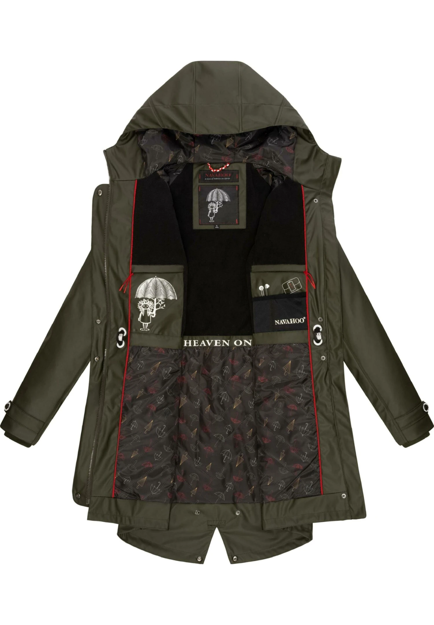 Navahoo Rainy Flower - Parka - Dark Olive 6 Navahoo Rainy Flower - Parka - Dark Olive - Afbeelding 4