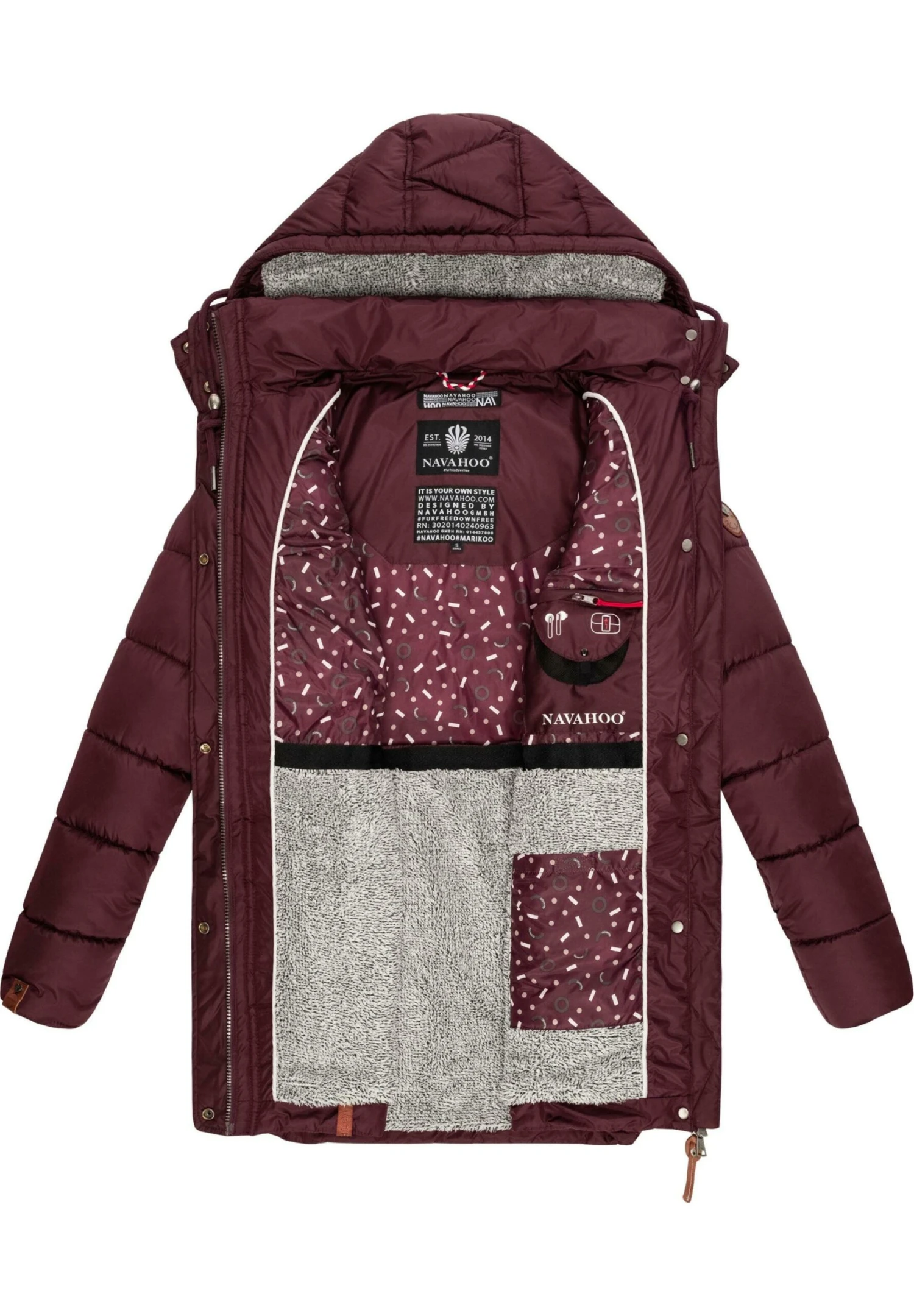 Navahoo Daliee - Winterjas - Dark Red Melange 7 Navahoo Daliee - Winterjas - Dark Red Melange - Afbeelding 5